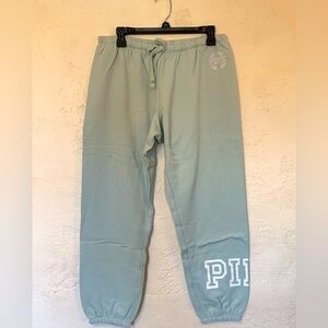 Victoria’s Secret Pink Sweatpants Aqua Blue White Logo New Sz Large